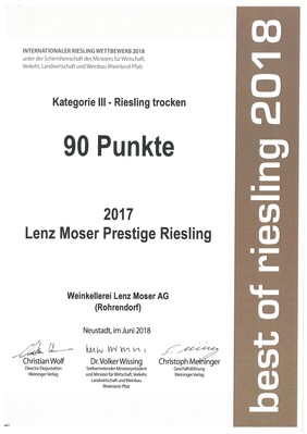 Oceněný Ryzlink Prestige 2017